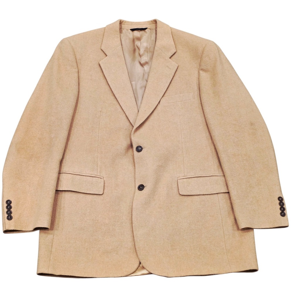 Vintage Brooks Brothers Mens Camel Hair Sport Coat Jacket 44L Beige Made in USA